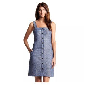 NEW Derek Lam Denim Chambray Jumper Dress size 12 Button Front 90s